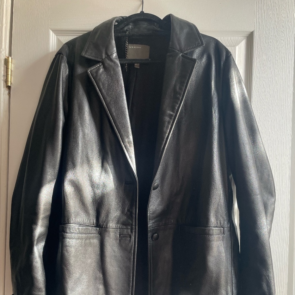 Muubaa London Black Women's Leather Blazer (Size 12)